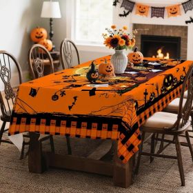 Hexagram Halloween Tablecloth Rectangle Pumpkin Tablecloths 60 x 84 inches Castle Ghost Table Cloth (Option: Halloween   60" x 120" (Rectangular))
