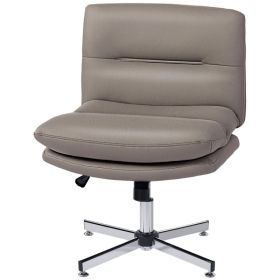 Armless Office Chair, Criss Cross Chair with Adjustable Height & Tilt Function for Home Office, Study, Grey (Option: Grey)