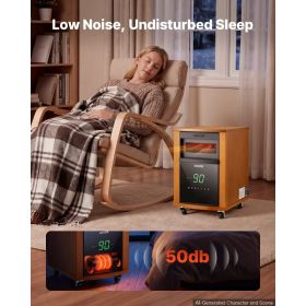 Infrared Heater 1500W Electric Space Heater With Remote Control, 3 Heat Settings, 12H Timer, Overheat Shutoff, Portable Wheels, Premium MDF, For (Option: Default)