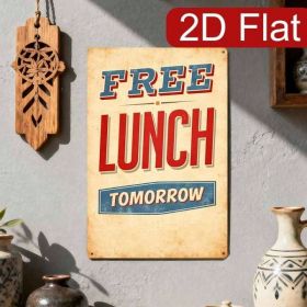 CIFbuy 1pc Retro Free Lunch Tomorrow Metal Sign 8x12, 8x12, 2D Flat Tinplate Wall Decor（TomikTomorrow, TomikTomorrow, Theme Self-pickup Logiopics (Option: 14193552)