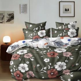 Duvet Cover Set 5-Piece, Queen Size - Includes Duvet Cover with Ties, 2 Pillowcases & 2 Decorative Shams | Ultra-Soft Microfiber Bedding Set, Mac (Option: green-Twin)