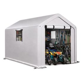 8x10 FT Storage Shed With 2 Roll-up Windows, Heavy Duty Bike Tent (Option: 43522130)