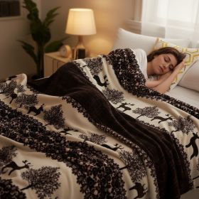 1PC Soft Fleece Throw Blanket, Lightweight Warm Plush Blanket For Camping Sofa Bedroom (Option: Brown-84x90 inch)