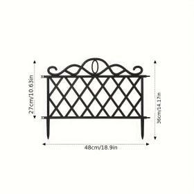 10-Pack Decorative Garden Fence, Black Mesh Metal Landscape Fence, Interlocking And Connectable Outdoor Patio Flower Bed Lawn Terrace Fence (Option: Black)
