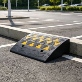 6inch Rise Rubber Curb Ramp, 14.6inch W X 19.3inch L, 15T Heavy-Duty Driveway & Sidewalk Ramp For Trucks, Forklifts, Wheelchairs & Bikes (Option: 85709968)
