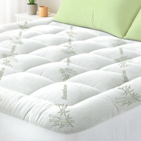 Queen Mattress Topper Viscose Derived From Bamboo, Cooling Thick Pillow Top Mattress Pad With Deep Pocket For 8-21 Mattress, Soft Breathable Matt (Option: Green-80x78 inches)