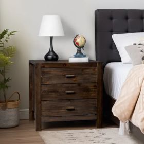 Wood Nightstand End Side Table with 3 Drawer for Living Room, Bedroom (Option: As picture)