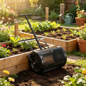 24inch Wide Compost & Peat Moss Spreader, Height Adjustable 24.4inch-26.4inch, Durable Lightweight Lawn & Garden Spreader For Top Soil & Mulch (Option: 53599297)