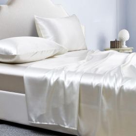4-Piece Satin Bed Sheet Set, 14-Inch Deep Pocket (Option: White)