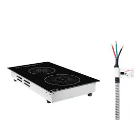 Induction Cooktop 12in 2 Burners Built-in Electric Stove 220V 3500W, Low-Power Continuous Heating, Induction Burner For Kitchen, 9 Power Levels, (Option: Default)