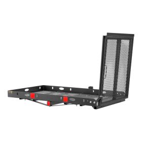 Hitch Mount Wheelchair Carrier Height Adjustable, 500LBS Steel Mobility Scooter Carrier Cargo Basket With Double-Folding Ramp & Stabilizer Kit, F (Option: Default)