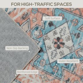 4x6 Area Rug, Vintage Machine Washable Rug, Non-Slip Floor Carpet for Living Room, Bedroom, Dining Room, Brown and Blue (Option: Brown and Blue)