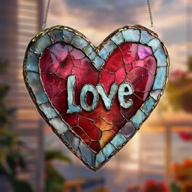 CIFbuy Heart Sun Catcher Acrylic Stained Glass Window Decor Home Gift (TikTok, temu pick-up service) (Option: default title)