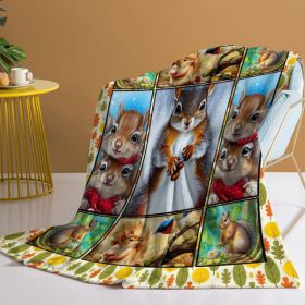 Cartoon Squirrel Flannel Blanket - Soft, Scenic, Lightweight, Suitable for Sofa, Office, Bed, Nature, Travel - Multi-functional Four-season Gift, (Option: default title)