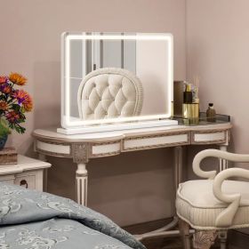 13"x17" LED Vanity Mirror with Lights, Dimmable 3-Color Modes, Touch Screen Makeup Mirror for DressingTable, White SquareDesign (Option: default title)