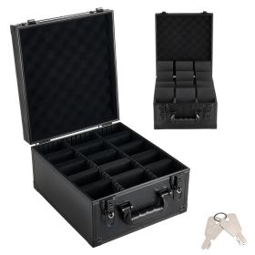 Graded Card Case 3 Row 150 PSA Slab Storage Box With Secure Lock, Baseball Sports Trading Cards Holder Collector With 12 Dividers, Key, Holds 100 (Option: Default)