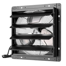 14 Inch Shutter Exhaust Fan Wall Mounted Automatic Louvers EC Motor, Steel Housing, Temperature & Humidity Controller, Ventilation & Cooling For (Option: Default)