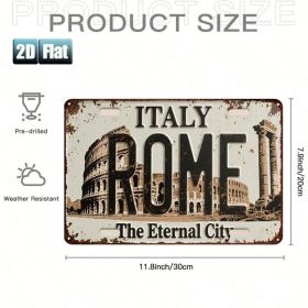 CIFbuy 1pc Retro Rome Italy Metal Wall Sign, Vintage Eternal City Iron 8x12 Decor（MetikMetal, MetikMetal, Theme Self-pickup Logiopics） (Option: 03313256)