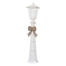 5FT Lighted Lamp Post with Bowknot Christmas Decorations, Pre-lit Holiday Decor with 110 Warm White LED Lights for Xmas Outdoor Indoor Decor Ligh (Option: default title)