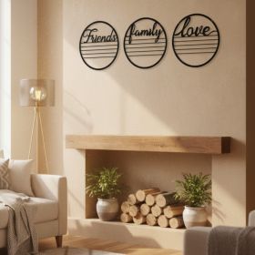 CIFbuy 3-Pack Metal Wall Art Friendship Love Family Sign Rustproof Modern Hanging Decor, for Living, Room Bedroom Inspirational Home, Accent Hous (Option: 32680969)
