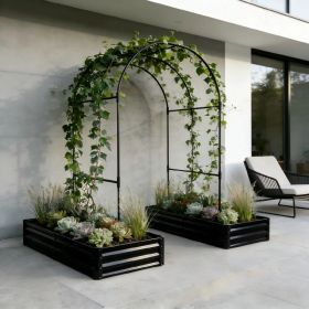 Raised Garden Bed with Arch Trellis, 2 Pack Metal Planter Boxes with Garden Arch, Outdoor Garden Planter for Climbing Plants Vegetables Flowers (Option: default title)