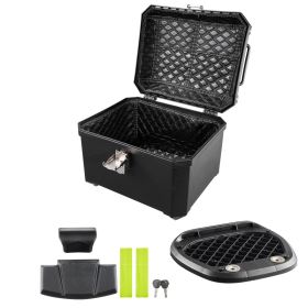 Motorcycle Top Case 45L Universal Waterproof ABS Motorcycle Tail Case, Detachable Motorbike Top Box With Security Lock & Leather Liner For Luggag (Option: Default)