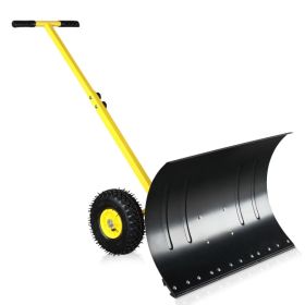 74*47cm Iron Yellow T-Handle Black Blade Adjustable Human-Powered Snow Plow (Option: As picture)