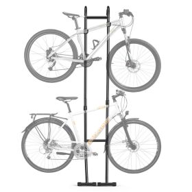 Bike Stand For 2 Bikes, Freestanding Vertical Bike Storage Rack, With Height-Adjustable Hooks, Heavy-Duty Carbon Steel Standing Bicycle Floor Sta (Option: Default)
