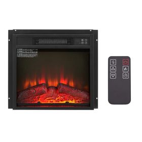 Electric Fireplace Add 18" 1400W 120V ,Equipped with remote control, ultra thin heater with log set & realistic flame - BLACK (Option: default title)