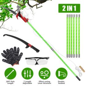 2-in-1 Manual Pole Saw 8.23-15.12FT Extendable Tree Pruner - SK5 Steel Pruner, Double-Hooked Saw Blade, Oxford Storage Bag + Goggles/Gloves for T (Option: default title)