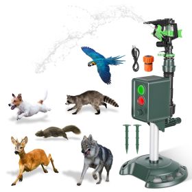 Solar Powered Motion Sensor Animal Repellent Sprinkler With Flashing Light Outdoor Animal Deterrent For Cats Dogs Squirrels Birds Raccons Deer An (Option: Green)