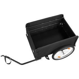 Bike Cargo Trailer 130 Lbs Load Heavy-Duty Bicycle Wagon Cart Folding, Foldable Compact Storage With Waterproof Cover, 20-Inch Wheels, Reflectors (Option: Default)