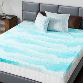 2-3 Inch Gel Memory Foam Mattress Topper Full Size Cooling Mattress Soft and Breathable Bed Topper School Bedroom Furniture (Option: 2 Inches/Twin XL-blue)