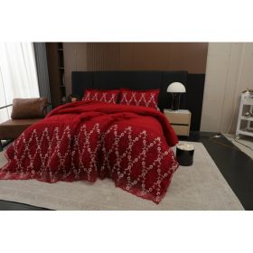 3-Piece Lace Embroidered Comforter Set with 2 Pillow Shams, Elegant Floral Bedding for Queen, King and California King Beds (Option: Blue-King)