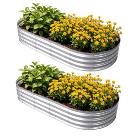 Sturdy Galvanized Steel Bed Wave Design For Flowers Succulents Fruit - Silver (Option: A)