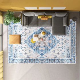 Vintage Area Rug Modern Non Slip Carpet Boho Low Pile Soft Rug Waterproof Machine Washable Rug for Living Room Bedroom Kitchen Dining Room Under (Option: Type 2-8_10ft)