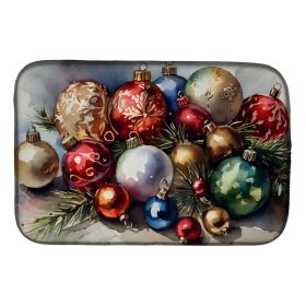 Christmas Ornaments Dish Drying Mat Absorbent Dish Drying Mat Pad for Kitchen Counter Dish Drainer Mat for Countertop, 14 x 21", Multicolor (Option: Default)