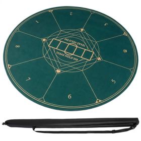 47" Round Foldable Poker Table Top Mat with Non-Slip Rubber Base, Portable Casino-Grade Poker Mat with Carrying Bag (Green) (Option: default title)