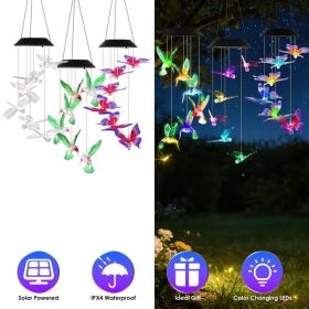 3Pack Solar Hummingbird Butterfly Dragonfly Wind Chimes 7 Color Changing Wind Chime For Outside IPX4 Waterproof Outdoor Garden Yard Decor (Option: 3PCSSet)