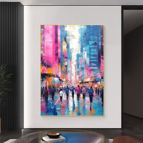 Hand Painted Oil Painting Abstract Cityscape Oil Painting on Canvas Original Urban Scenery Painting Modern Building Art Living room Wall Decor Cu (Style: 01, size: 60X90cm)