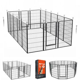 Dog Playpen 40 Inch 16 Panels Foldable Metal Exercise Pen Pet Fence, Indoor/Outdoor Heavy Duty Puppy Crate Kennel With Door For Large/Small Dogs (Option: Default)