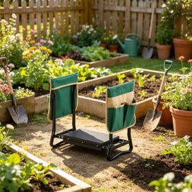 Folding Garden Kneeler & Seat, 8inch Wide Kneeling Pad, Heavy Duty Stool With 2 Tool Bags, Portable Bench For Women & Grandparents (Option: 13298355)
