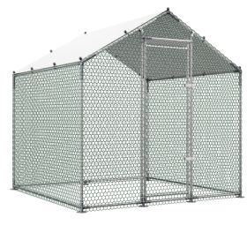 Large Metal Chicken Coop 6.6x6.6x6.6 Ft Walk-in Chicken Run House, Spire Roof Hen House Enclosure With Cover And Security Lock, Outdoor Duck Rabb (Option: Default)