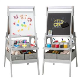 Gray 3-in-1 Art Easel with Magnetic Chalkboard and Whiteboard (Option: default title)