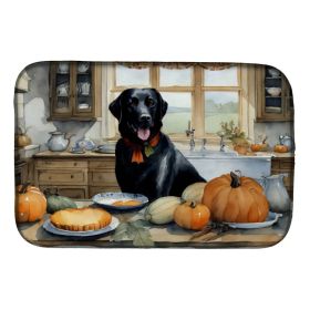 Black Lab Fall Kitchen Pumpkins Dish Drying Mat Absorbent Dish Drying Mat Pad for Kitchen Counter Dish Drainer Mat for Countertop, 14 x 21", Mult (Option: Default)