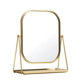 Round Edge Tabletop Easel Mirror with a Modern Gold Finish Vanity Mirror 7" x 5" (Option: default title)