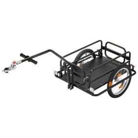 Bike Cargo Trailer 88 Lbs Load 2-in-1 Pushcart Folding Bicycle Wagon, Heavy-Duty Cart With 16-Inch Wheels, Reflectors, Carbon Steel Frame, Foldab (Option: Default)