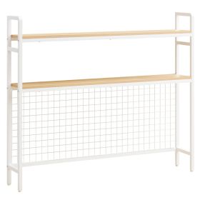 Desktop Bookshelf 3-Tier Countertop Storage Hutch With Grid White, For Computer Desk, Metal Frame And Wooden Shelf, With Non-Slip Feet Pads, Desk (Option: Default)