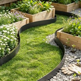 5-Pack Landscape Edging 39inch X 5inch, Bendable Garden Border & Heavy Duty Lawn Edging For Flower Beds (Option: 66192071)